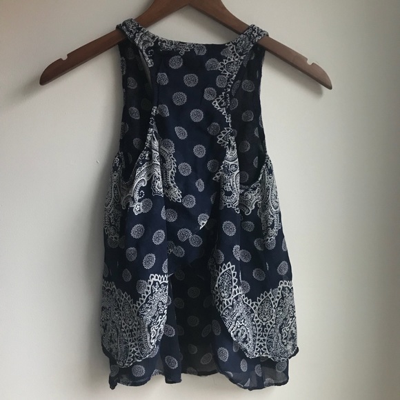 Navy Patrons of Peace Open Back Patterned Tank - Picture 4 of 8